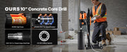 Bild in Galerie-Viewer laden, Amocart Diamond Core Drilling Machine Stand-Mount Dry and Wet Concrete Core Drill Rig with Bits UNC1 1/4-7 Thread for Concrete
