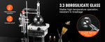 Amocart Essential Oil Distillation Kit 500ml 2L Distillation Apparatus 3.3 Boro Lab Glassware Distillation Kit w/ Heat Plate