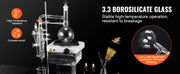 Bild in Galerie-Viewer laden, Amocart Essential Oil Distillation Kit 500ml 2L Distillation Apparatus 3.3 Boro Lab Glassware Distillation Kit w/ Heat Plate
