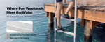 SucceBuy 4-Step Flip-Up Dock Ladder 350 lbs Aluminum Alloy Pontoon Boat Swim Ladder with Non-Slip Steps for Lake Swimming