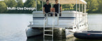 SucceBuy 4-Step Flip-Up Dock Ladder 350 lbs Aluminum Alloy Pontoon Boat Swim Ladder with Non-Slip Steps for Lake Swimming