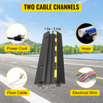 Amocart Cable Protector Ramp Wire Cable Cover Cord Guard 2 Channels Rubber + PVC 11000LBS Speed Bump Parking Driveway Traffic