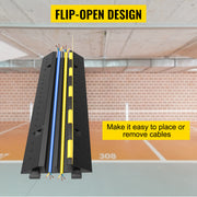 Bild in Galerie-Viewer laden, Amocart Cable Protector Ramp Wire Cable Cover Cord Guard 2 Channels Rubber + PVC 11000LBS Speed Bump Parking Driveway Traffic
