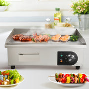 Charger l'image dans la visionneuse de galerie, SucceBuy 21In Commercial Electric Grill Flat Pan Stainless Steel Desktop Griddle Hotplate Teppanyaki Grill w/Temperature Control
