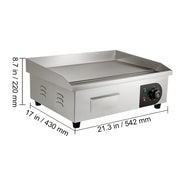 Charger l'image dans la visionneuse de galerie, SucceBuy 21In Commercial Electric Grill Flat Pan Stainless Steel Desktop Griddle Hotplate Teppanyaki Grill w/Temperature Control
