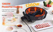 Bild in Galerie-Viewer laden, Amocart Electric Hot Pot 5 L Double-flavor Shabu Shabu Pot Non-Stick Electric Cooker with Divider Glass Lid for 6-10 People
