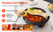 Bild in Galerie-Viewer laden, Amocart Electric Hot Pot 5 L Double-flavor Shabu Shabu Pot Non-Stick Electric Cooker with Divider Glass Lid for 6-10 People
