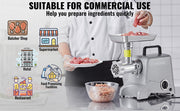 Charger l'image dans la visionneuse de galerie, Amocart Electric Meat Grinder 5 Lb/Min Industrial Meat Mincer with Blade Grinding Plate Sausage Stuffing Blade and 3 Tubes
