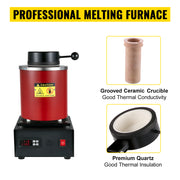 Charger l'image dans la visionneuse de galerie, Amocart 1350W Gold Melting Furnace with 1 kg and 3 kg Ceramic Crucible Ingot Die for Processing of Gold Silver Aluminum Copper
