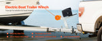 SucceBuy 2000lbs Electric Boat Winch 12V DC 300W with Wired Remote Control Hand Crank Reversible Electric Trailer Winch for Boat