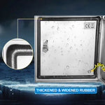Amocart NEMA Stainless Steel Enclosure 300x300x200 mm IP66 Waterproof & Dustproof Electrical Junction Box with Mounting Plate