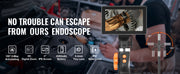Load image into Gallery viewer, Amocart Articulating Borescope Camera with Light Two-way Articulated Endoscope Inspection with 6.4mm Tiny Lens 5" 1080P Screen
