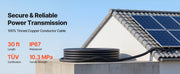 Charger l'image dans la visionneuse de galerie, Amocart 30FT/50FT/100FT Solar Panel Extension Cable with Flame Retardant Protective Sleeving Female and Male Connectors for RV
