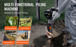 Amocart 37.77cc Gas-Powered T Post Driver 4-Stroke Engine Gasoline Fence Piling Pounder with 3 Post Driving Head(45/55/88 mm)
