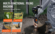 Bild in Galerie-Viewer laden, Amocart 37.77cc Gas-Powered T Post Driver 4-Stroke Engine Gasoline Fence Piling Pounder with 3 Post Driving Head(45/55/88 mm)
