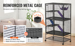 Amocart 64.6" Rolling Metal Ferret Cage Large 4-Tier Critter Nation Cage Small Animal Cage for Rats Hamster Guinea Chinchilla