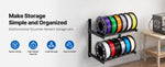 Amocart 2-Tier Wall Mount Printer Filament Storage Rack with Wheels Rolling Filament Spool Holders for 3D Printing Studio
