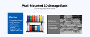 Charger l'image dans la visionneuse de galerie, Amocart 2-Tier Wall Mount Printer Filament Storage Rack with Wheels Rolling Filament Spool Holders for 3D Printing Studio
