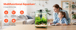 Amocart Fish Tank Aquarium 2/5Gal Square Ultra-Clear Glass Starter Tank Adjustable 3 Color Lighting Self Cleaning System for Home