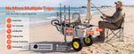 SucceBuy 200 lbs Foldable Beach Fishing Cart with Aluminum Alloy Frame 13in Tires & 8 Rod Holders for Outdoor Camping Picnic