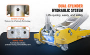 Bild in Galerie-Viewer laden, Amocart 3T/2T Floor Jack Aluminum Hydraulic Racing Jack Hydraulic Car Jack with Dual Piston Quick Lift Pump for Auto Repaire
