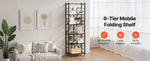 SucceBuy Foldable Storage Shelf Metal Rack Shelving Unit No Assembly Organizer Shelf with 5 Wheels & 4 Hooks for Kitchen Black