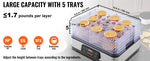 Amocart 5 Tray Food Dehydrator Machine 300W Stainless Steel Electric Food Dryer w/ Digital Adjustable Timer & Temperature