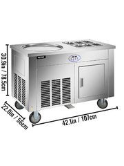 Charger l'image dans la visionneuse de galerie, Amocart Commercial Fried Ice Cream Roll Machine w/ 6 Buckets Single Square Pan Stainless Steel Home Ice Cream Porridge Maker
