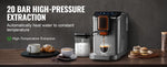 SucceBuy Automatic Espresso Machine Coffee Latte Machine with Color Touch Screen 15 Grinding Levels and Removable Milk Reservoir