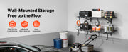 Charger l'image dans la visionneuse de galerie, Amocart 2-Tier Wall Mounted Garage Shelving Unit with Hooks 24 x 48in 260lbs Per Shelf Floating Storage Metal Rack for Home
