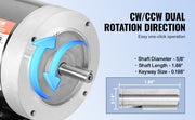 Charger l'image dans la visionneuse de galerie, Amocart 2HP Electric Motor 3450rpm AC 230V/460V Air Compressor Motor 3Phase 5/8" Keyed Shaft CW Rotation for General Equipment
