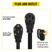 Bild in Galerie-Viewer laden, Amocart 25FT 36FT 50FT 50Amp RV Extension Cord N14-50 Plug Copper Wire Power Supply Cable for Trailer Motorhome Camper Use

