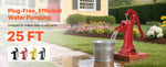 SucceBuy Well Hand Pitcher Pump 25 ft Maximum Lift Cast Iron NPT 1-1/4 in Connection for Garden Pond Farm Red/Black/Yellow/Green