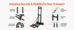 Amocart 290LBS Folding Hand Truck Collapsible Luggage Cart with 4 Wheels & Expandable Base Platform Dolly for Cargo Moving