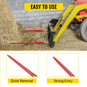 Load image into Gallery viewer, Amocart Hay Spear Bale Spear Capacity Spike Quick Attach Square Hay Red Coated Forks Hex Nut  Sleeve for Bucket Tractor Loader
