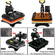 Charger l'image dans la visionneuse de galerie, Amocart 30*38CM 8 in 1 Combo Upgrade Heat Press Machine 360° Rotation Sublimation Printer Cap Shirt Mug Plate 2D Heat Transfer
