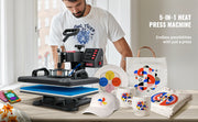 Charger l'image dans la visionneuse de galerie, Amocart Heat Press 5in1 Heat Press Machine 12x15in Clamshell Sublimation Transfer Printer Digital Precise Temperature Control
