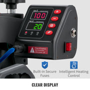 Charger l'image dans la visionneuse de galerie, Amocart Heat Press 5 in 1 Heat Press Machine 12 x 15in Clamshell Sublimation Transfer Printer Digital Temperature Control
