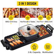 Charger l'image dans la visionneuse de galerie, Amocart 2in1 Electric BBQ Pan Grill Hot Pot Multifunction Home Portable Smokeless Nonstick Detachable Hot Pot Barbecue Plate
