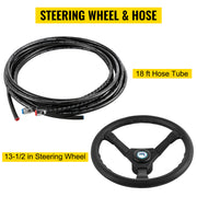 Bild in Galerie-Viewer laden, Amocart Hydraulic Boat Steering Kit 300HP Hydraulic Steering Kit Helm Pump/Cylinder/Wheel 18ft Hose Hydraulic Steering Seal Kit

