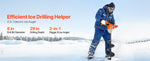 Amocart Electric Ice Auger Cold-Resistant 2 in 1 Cordless Ice Fishing Augers and Earth Auger with 8" Ices & Earth Drill Bit