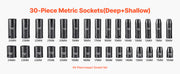 Charger l'image dans la visionneuse de galerie, Amocart 26/65PCs US Plus Drive Impact Socket Set Deep Standard Socket Set SAE Metric 6 Point CR-V Cr-Mo Alloy Steel Auto Repair
