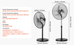 Amocart Industrial Pedestal Fan 16/18/24 Inch 75-Degree Oscillating Fan Height Adjustable Standing Fans with 3 Adjustable Speed