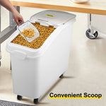 Amocart 80L Rice Kitchen Container Ingredient Storage Bin with Wheel & Scoop PP+PC for Home Storing Rice Flour Corn Soybeans