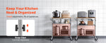 Amocart Kitchen Utility Cart 3 Tier Adjustable Wire Storage Rack with Wood Tabletop and Handle Bar 661 lbs Steel Work Table