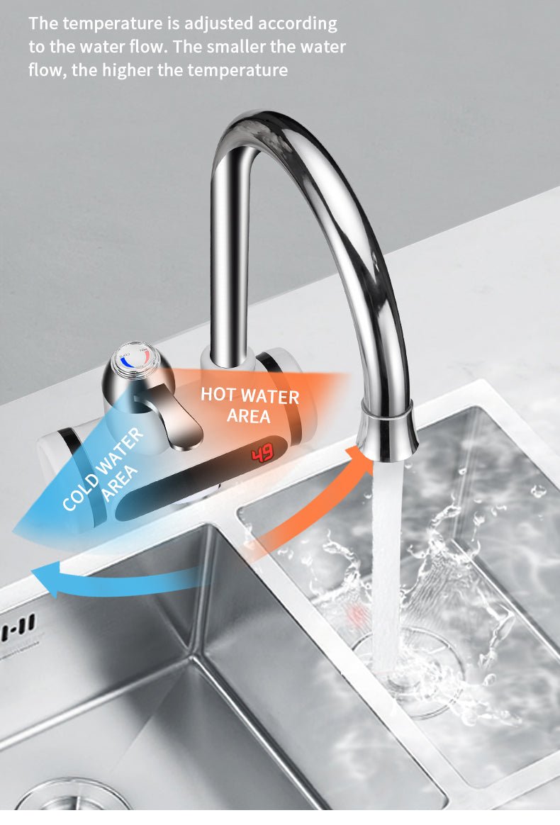 Kitchen Electric Water Tap Water Heater Temperature Display Cold Heating Faucet Hot Water Faucet Heater - AMOCART86cd2e42f991e08b8caa513d682c67f