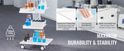 Load image into Gallery viewer, Amocart Lab Trolley 3-Layer Rolling Cart Metal Mobile Trolley  220 lbs Weight Capacity for Lab Clinic Beauty and Salon
