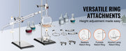 Bild in Galerie-Viewer laden, Amocart Lab Stand Support Laboratory Retort 2 Sets Steel Lab Stand 23.6" Rod Includes Flask Clamps Burette Clamps&amp;Cross Clamps
