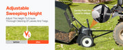 Load image into Gallery viewer, Amocart 52 in Tow Behind Lawn Sweeper 26 cu.ft. Yard Sweeper Adjustable Sweeping Height with Dumping Rope for Grass Clippings
