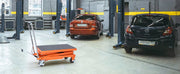 Load image into Gallery viewer, SucceBuy Hydraulic Lift Table 500lbs Capacity 47.2" Lifting Height Double Scissor Lift Table Cart with Wheels for Transportation
